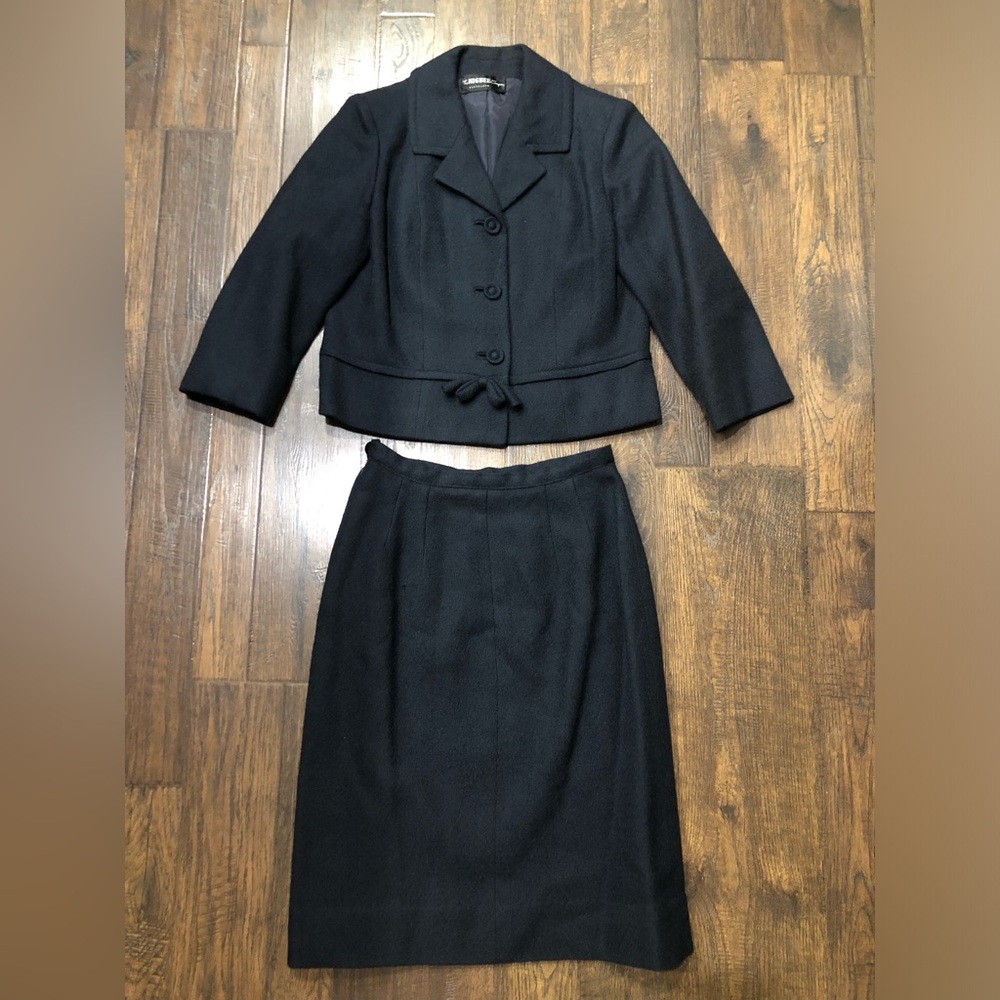 VTG 1950's Higbee’s 100% Wool Two Piece Tailored Jacket & Skirt, Union Made